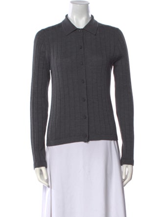 Nili Lotan Merino Wool Long Sleeve Button-Up Top