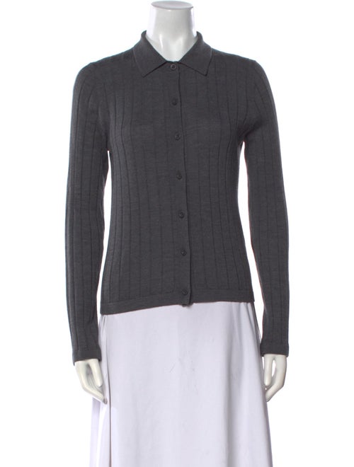 Nili Lotan Merino Wool Long Sleeve Button-Up Top