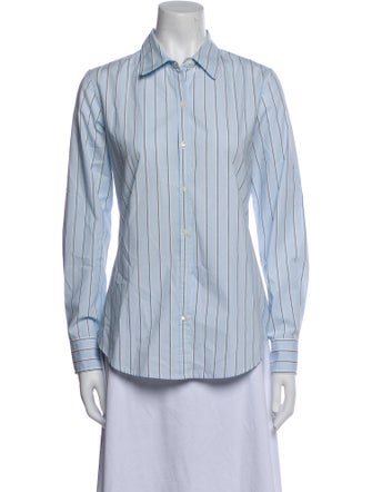 Nili Lotan Striped Long Sleeve Button-Up Top