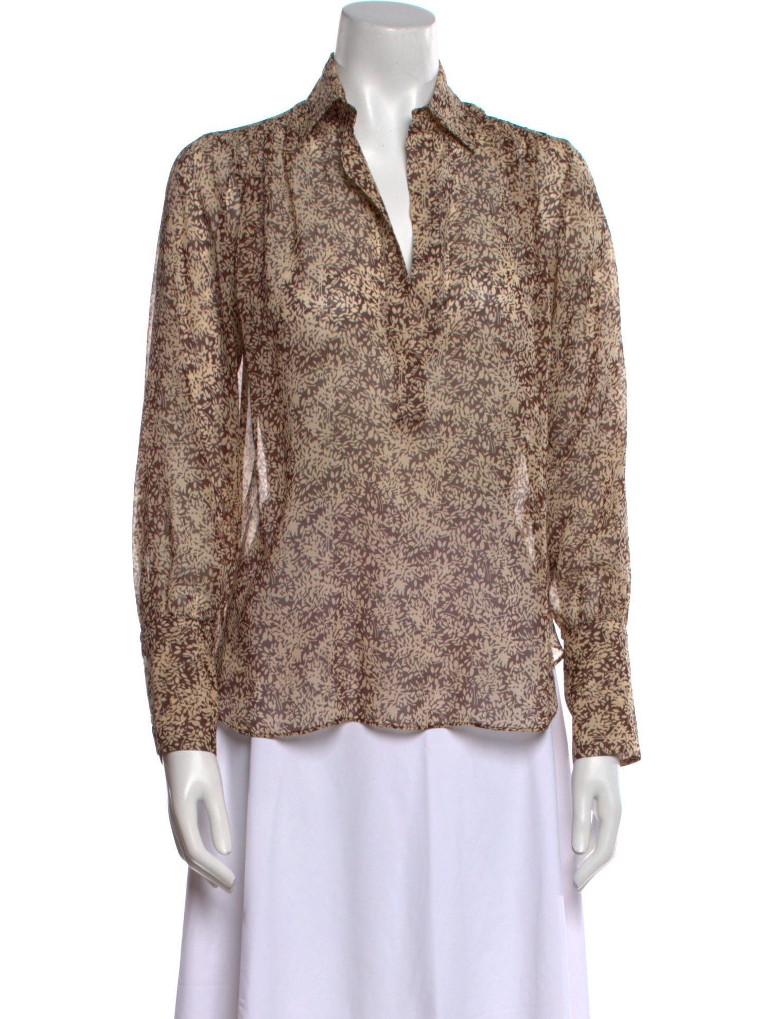 Nili Lotan Silk Printed Button-Up Top