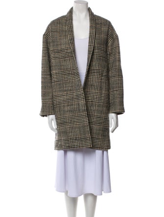 Nili Lotan Virgin Wool Houndstooth Print Coat