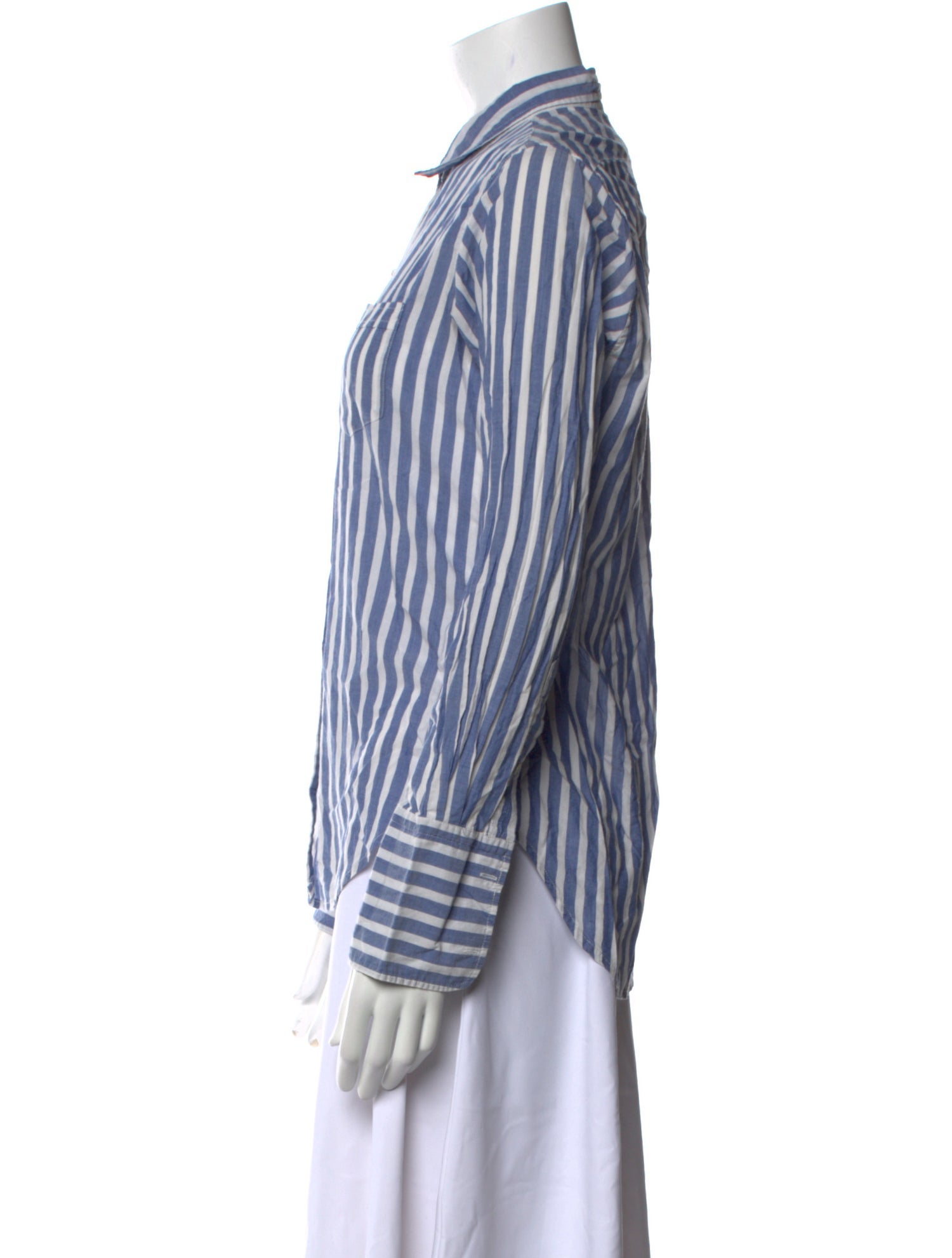 Nili Lotan Striped Long Sleeve Button-Up Top