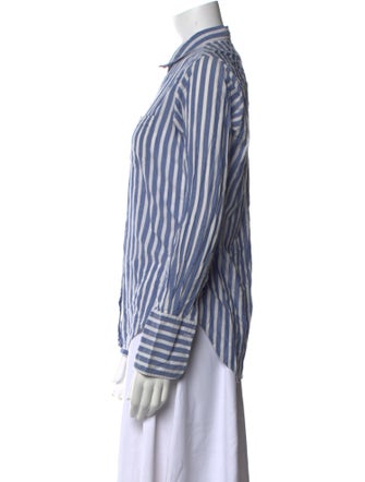 Nili Lotan Striped Long Sleeve Button-Up Top