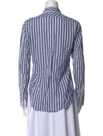 Nili Lotan Striped Long Sleeve Button-Up Top