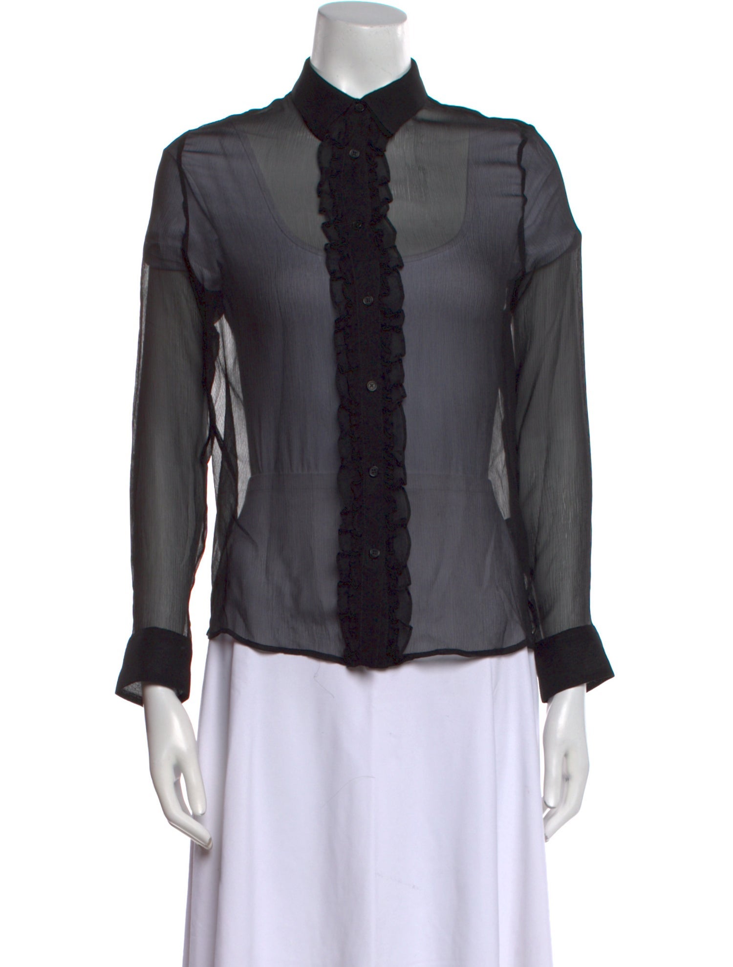 Nili Lotan Silk Long Sleeve Button-Up Top