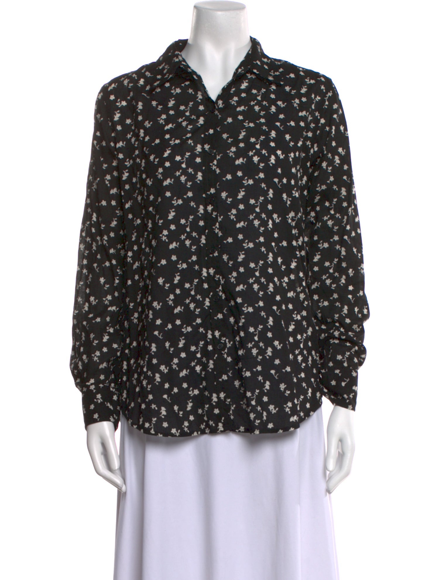 Nili Lotan Printed Long Sleeve Button-Up Top