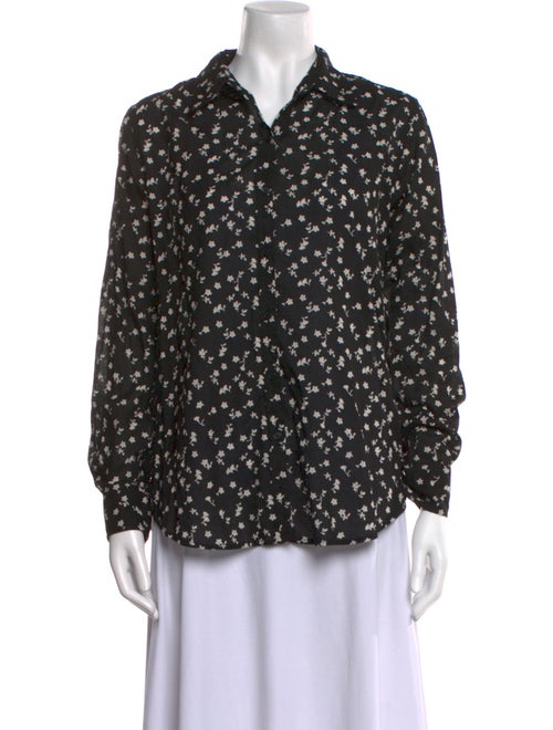 Nili Lotan Printed Long Sleeve Button-Up Top