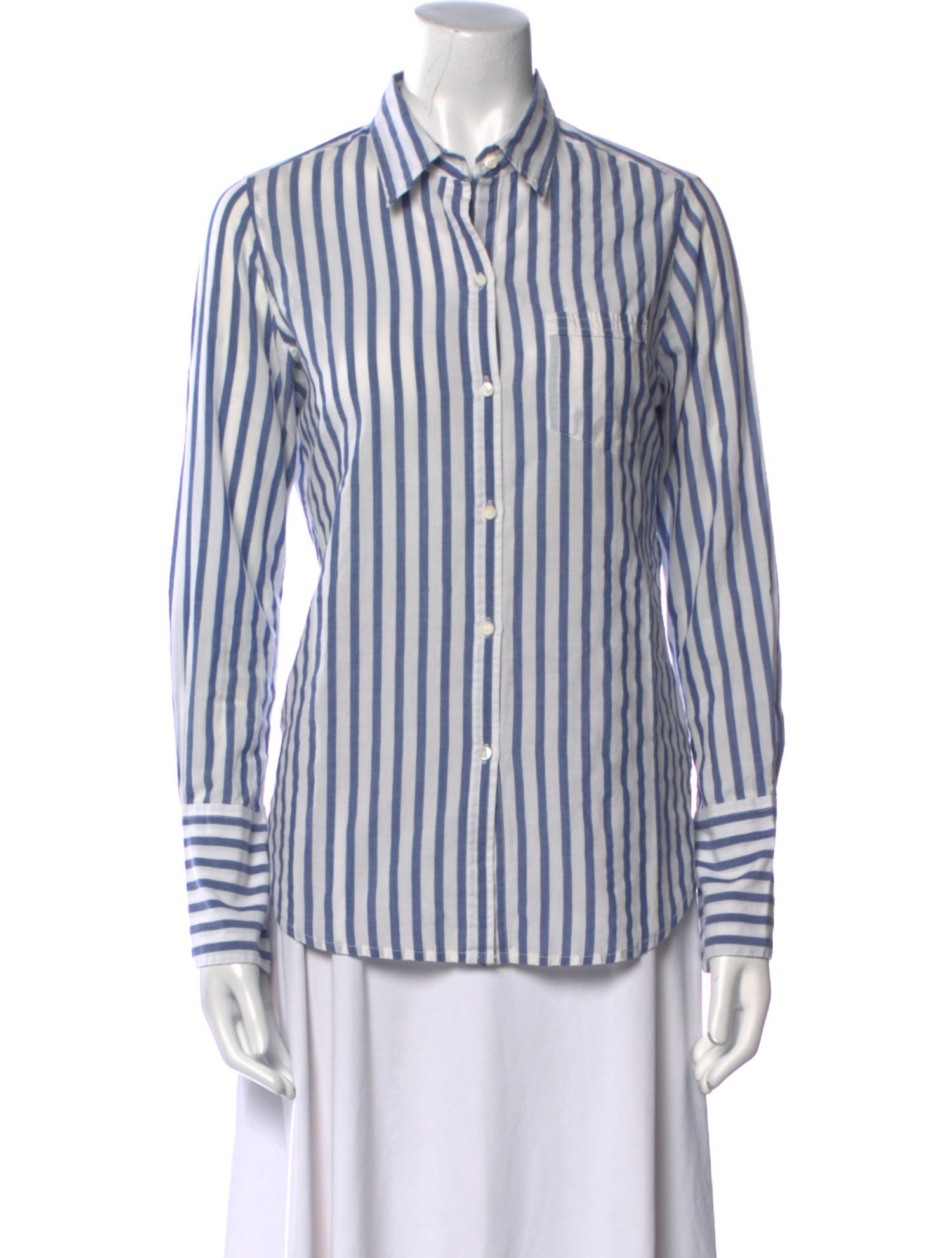 Nili Lotan Striped Long Sleeve Button-Up Top