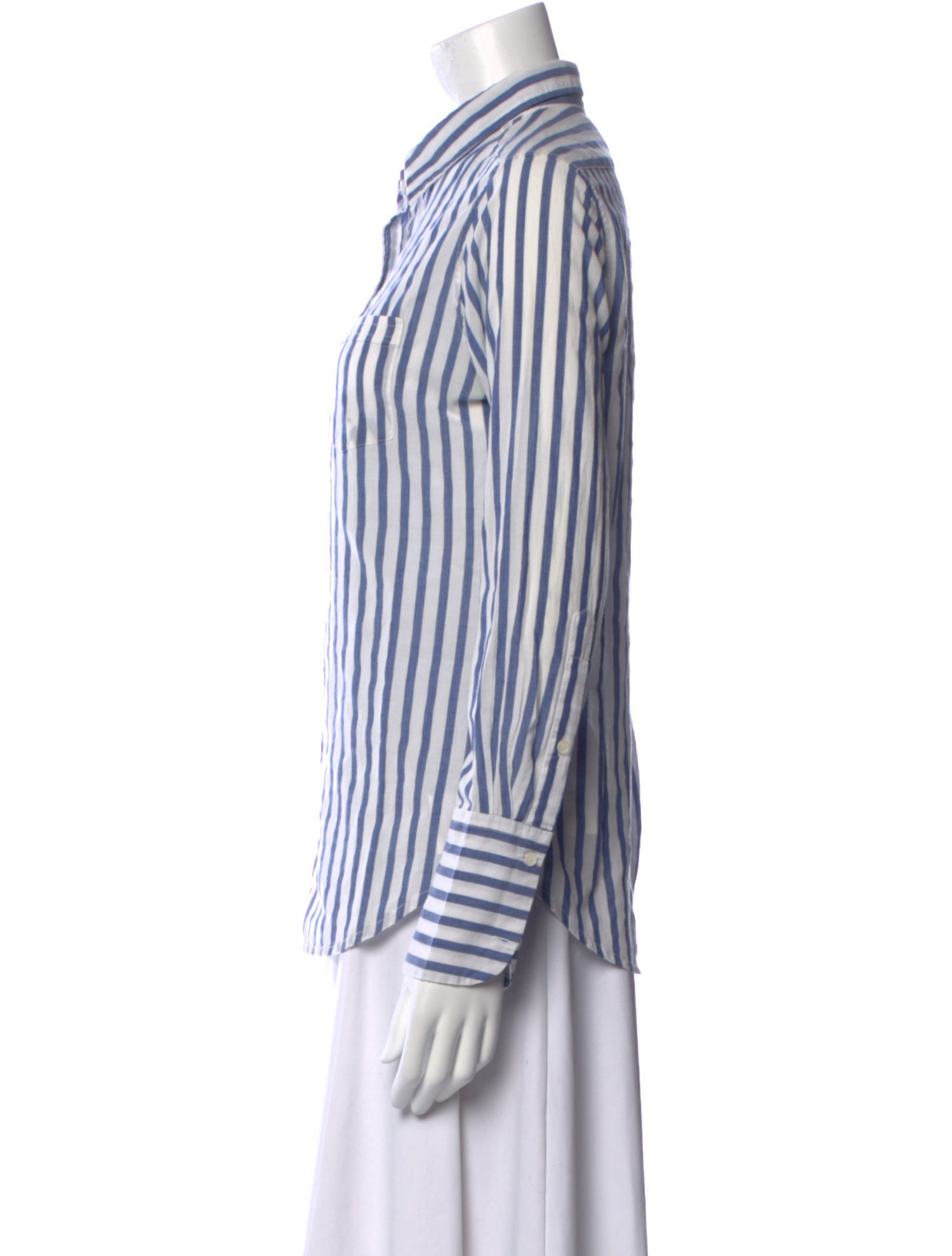 Nili Lotan Striped Long Sleeve Button-Up Top