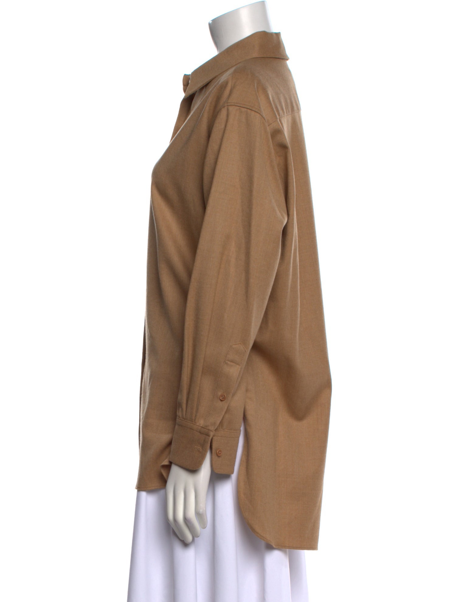 Nili Lotan Virgin Wool Long Sleeve Button-Up Top