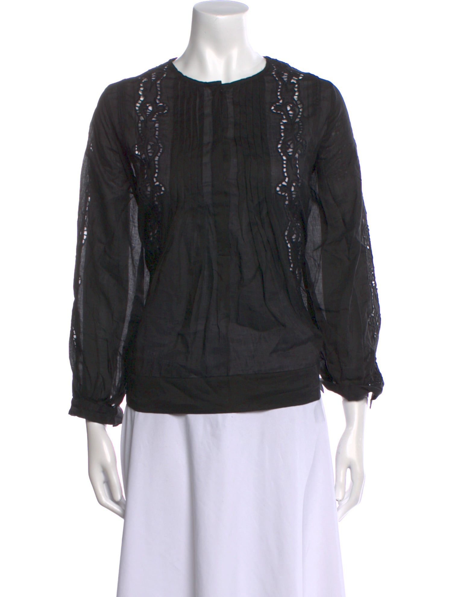 Nili Lotan Crew Neck Three-Quarter Sleeve Blouse