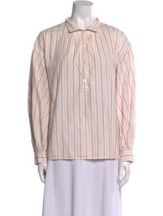Nili Lotan Striped Long Sleeve Button-Up Top