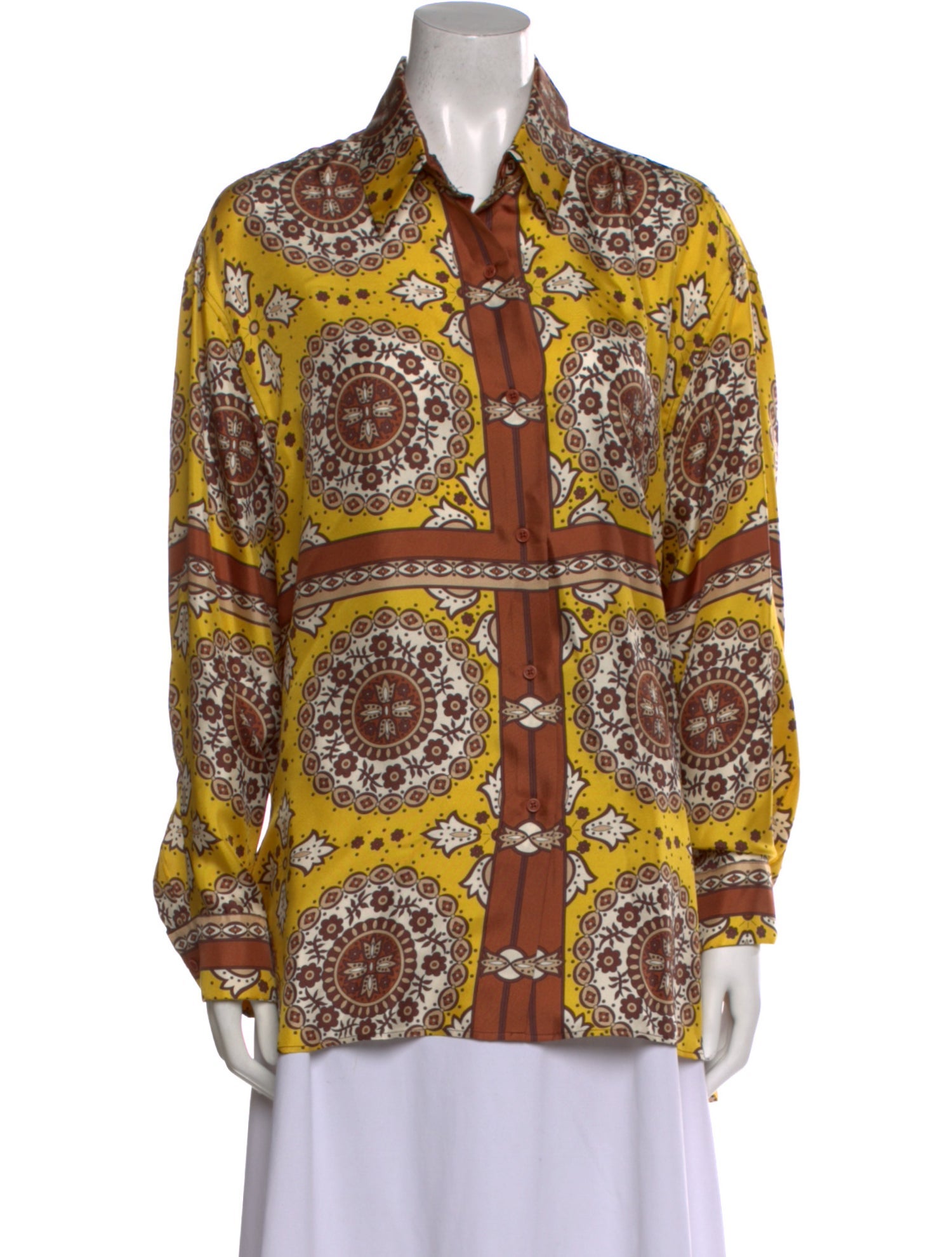 Nili Lotan Silk Printed Button-Up Top