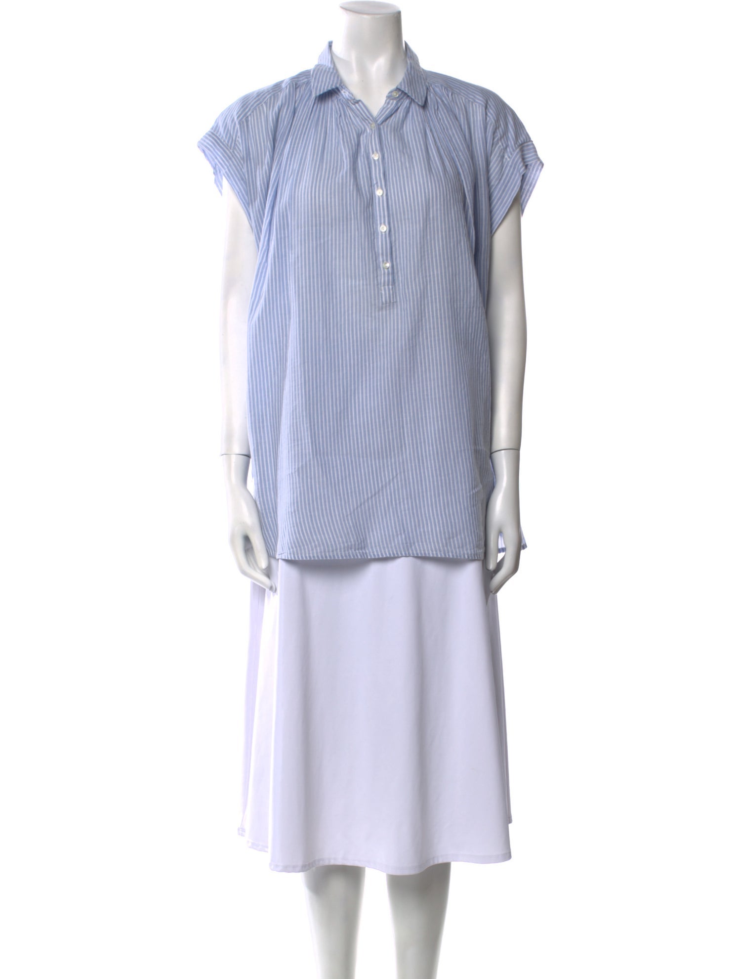 Nili Lotan Striped Short Sleeve Button-Up Top