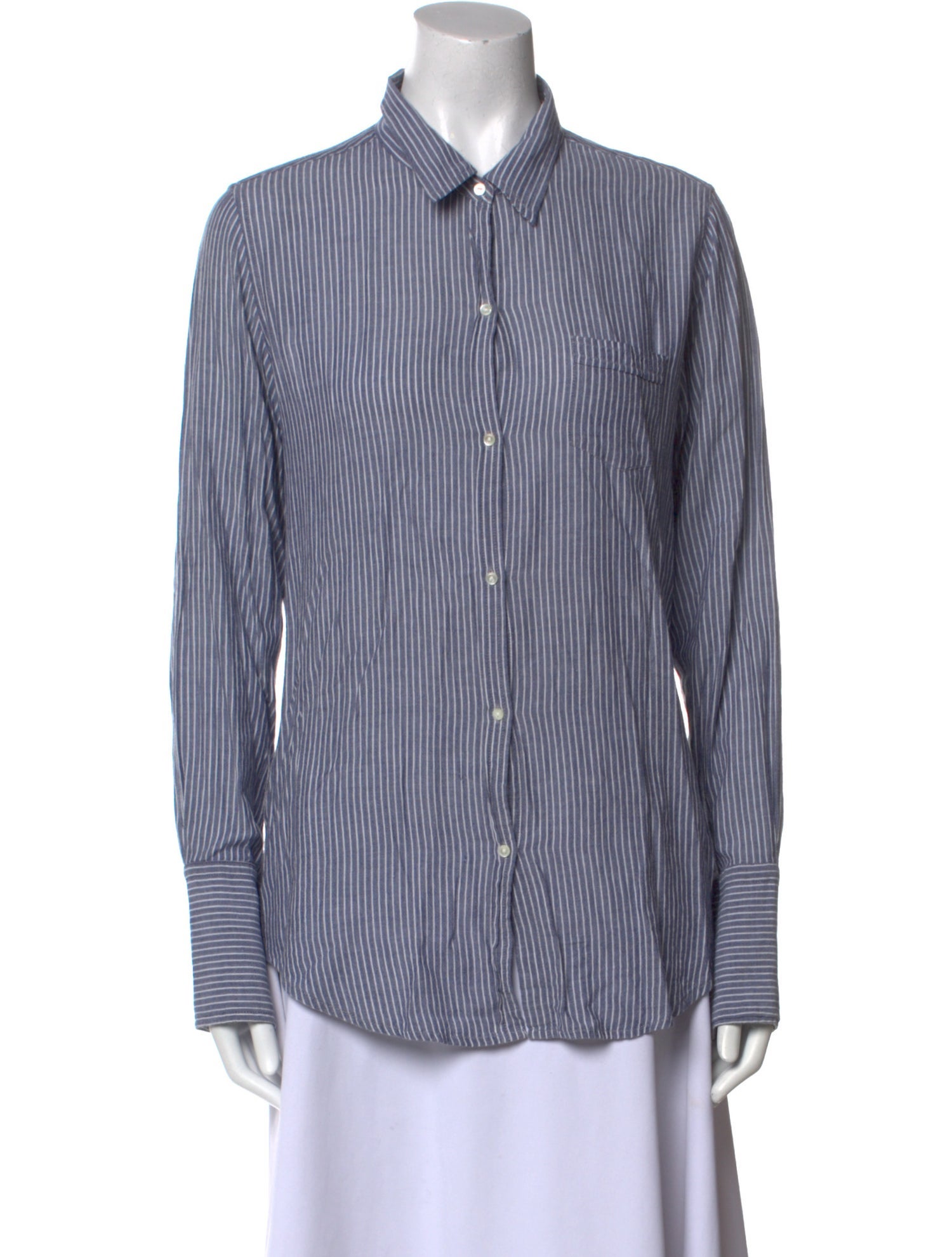 Nili Lotan Striped Long Sleeve Button-Up Top