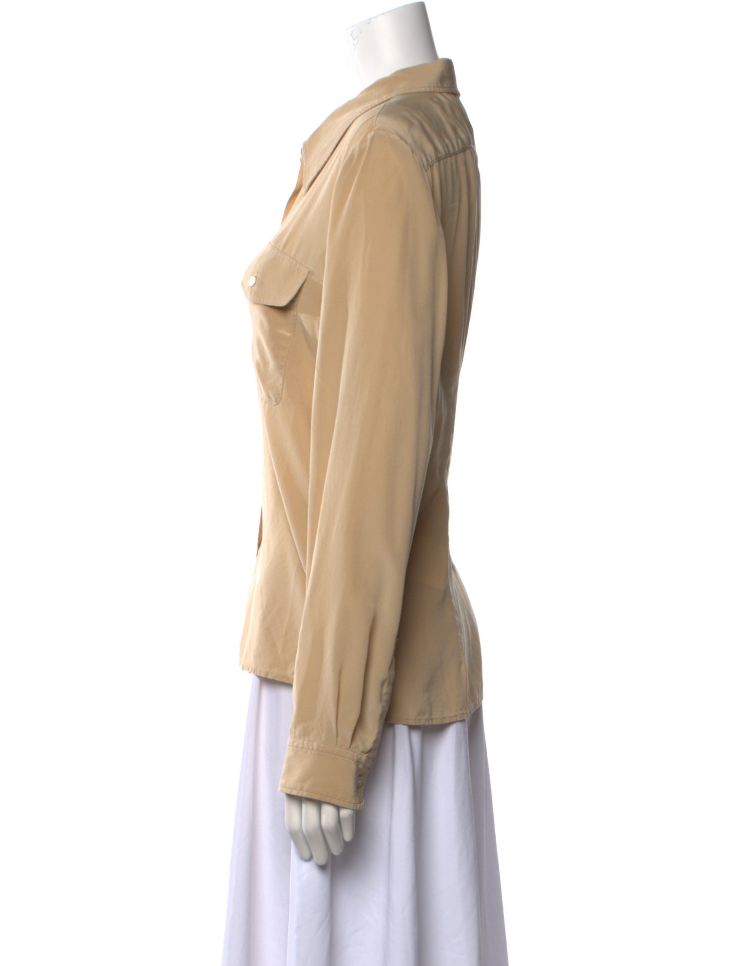 Nili Lotan Silk Long Sleeve Button-Up Top