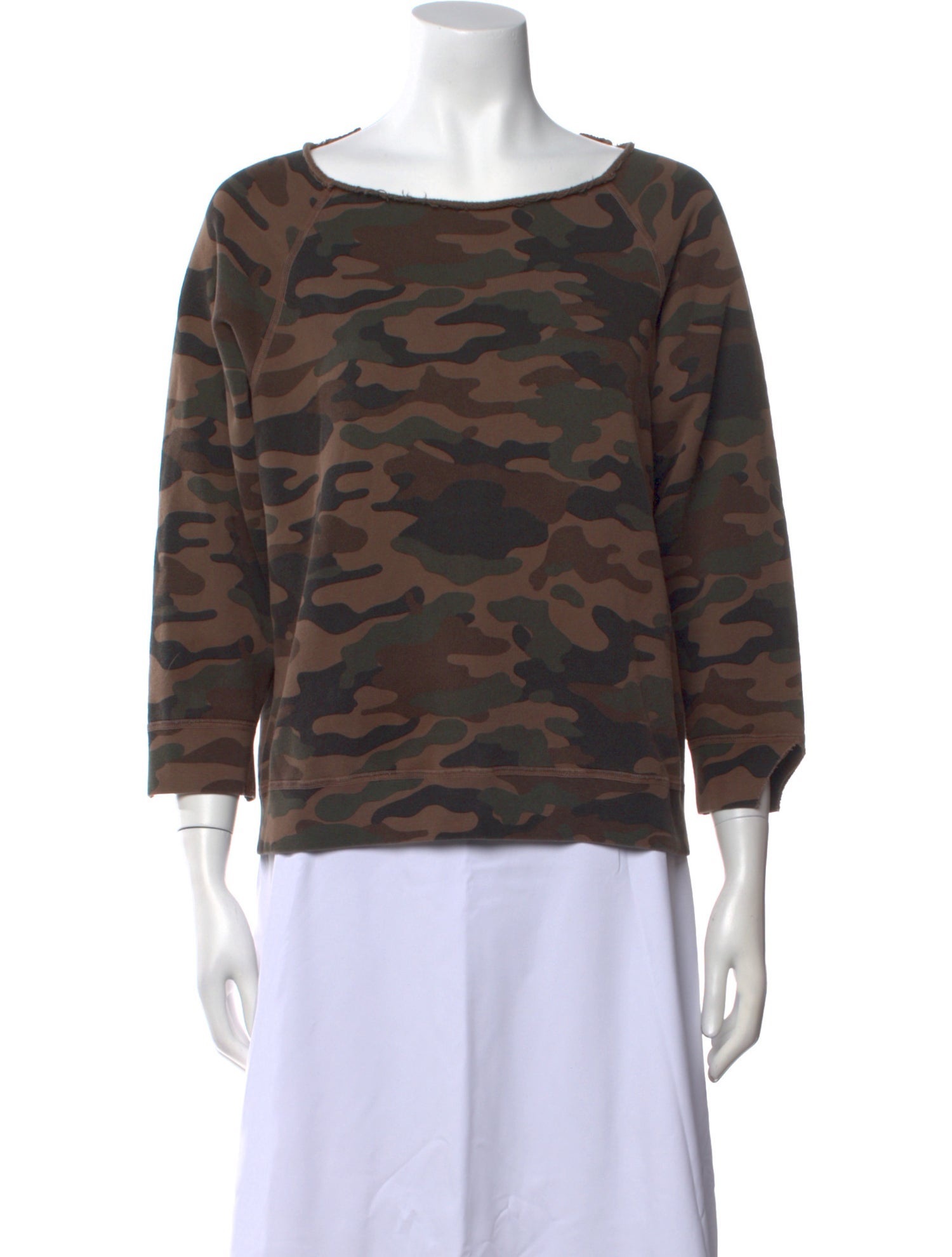Nili Lotan Camouflage Print Bateau Neckline Sweatshirt