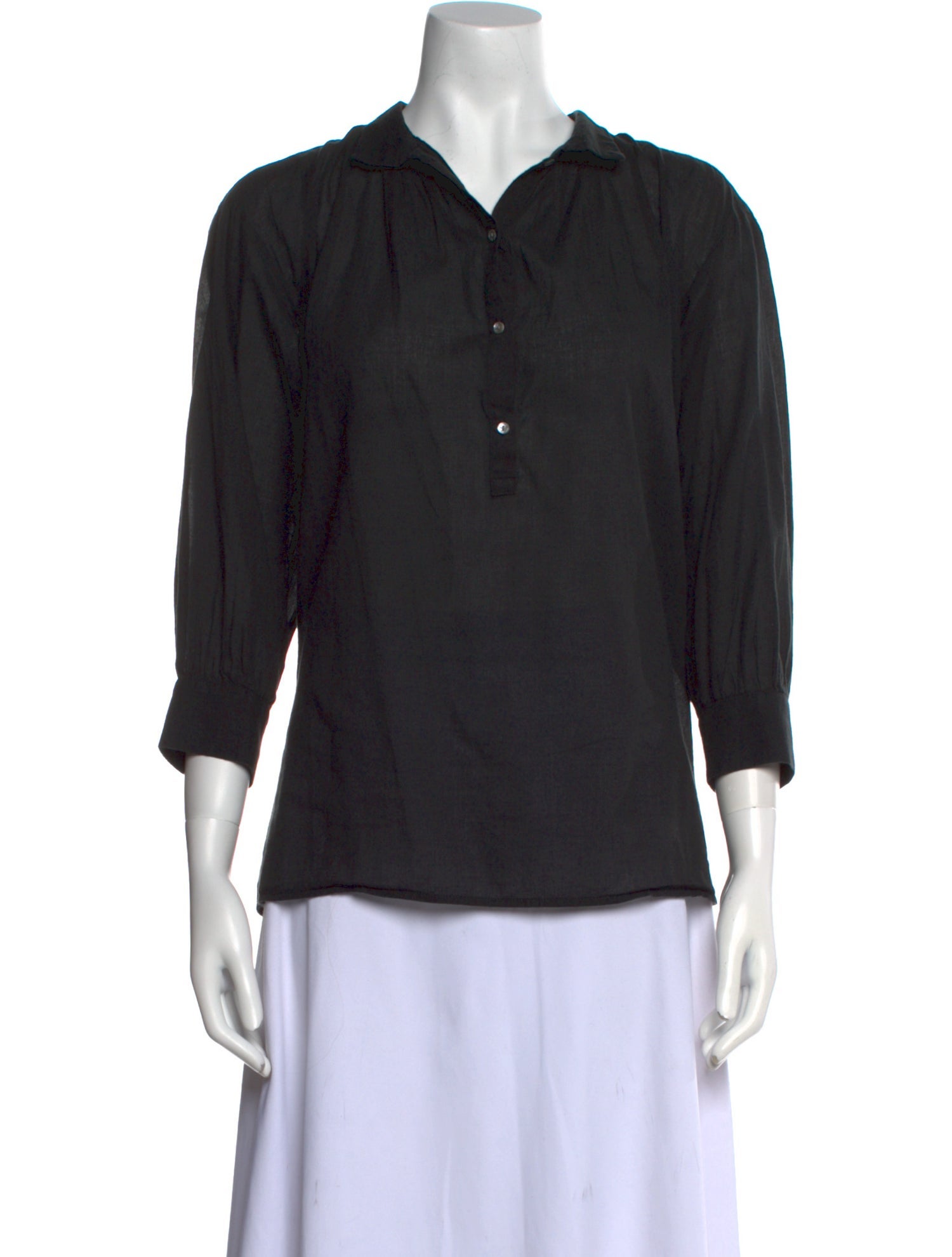 Nili Lotan V-Neck Three-Quarter Sleeve Blouse