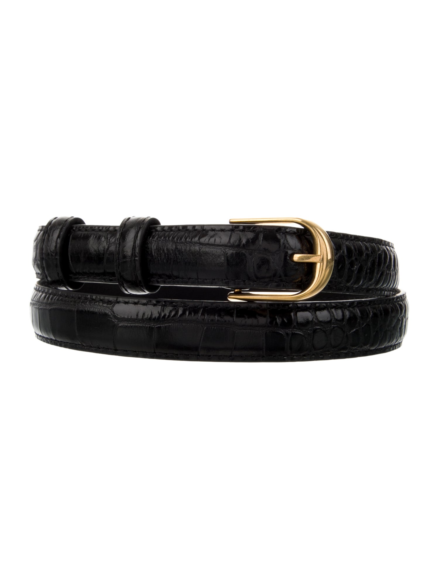 Nili Lotan Skinny Embossed Leather Belt
