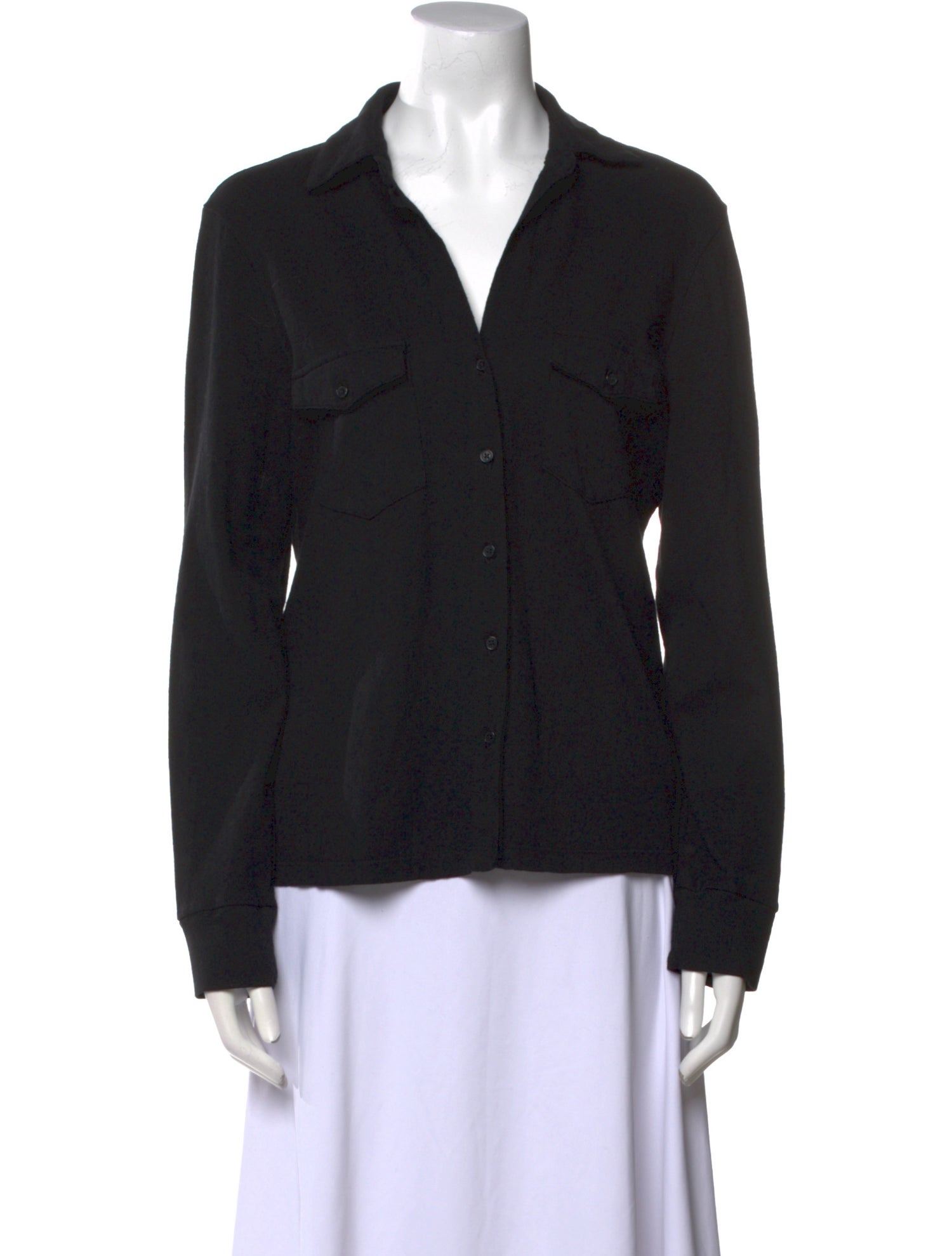 Nili Lotan V-Neck Long Sleeve Button-Up Top