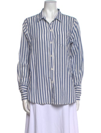Nili Lotan Striped Long Sleeve Button-Up Top