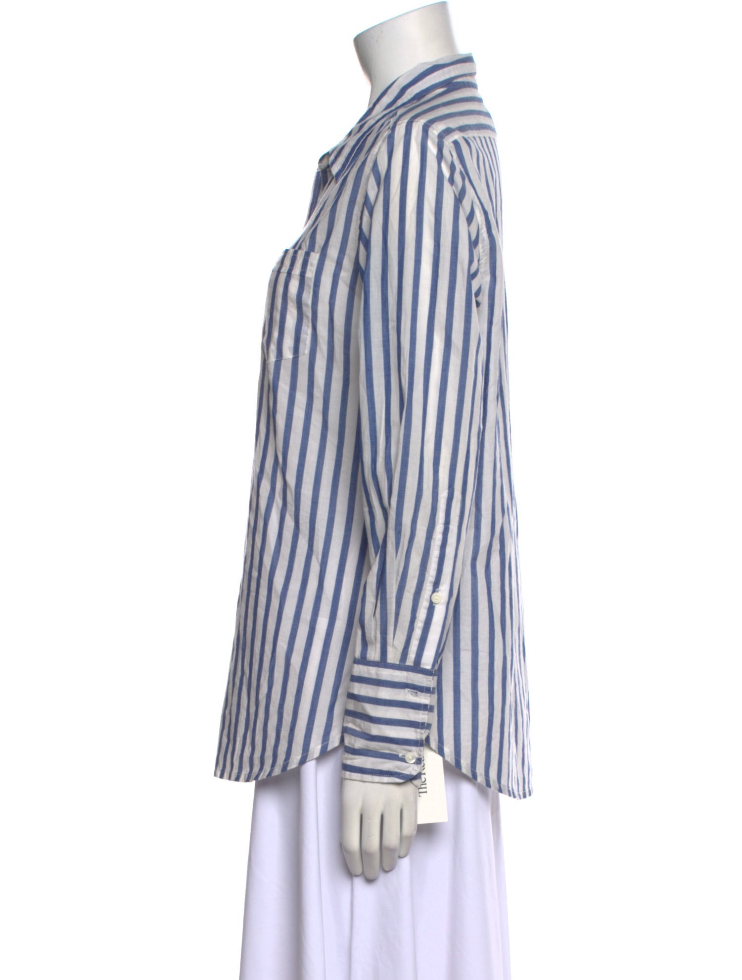 Nili Lotan Striped Long Sleeve Button-Up Top