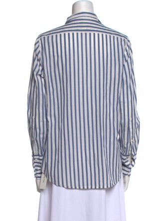 Nili Lotan Striped Long Sleeve Button-Up Top