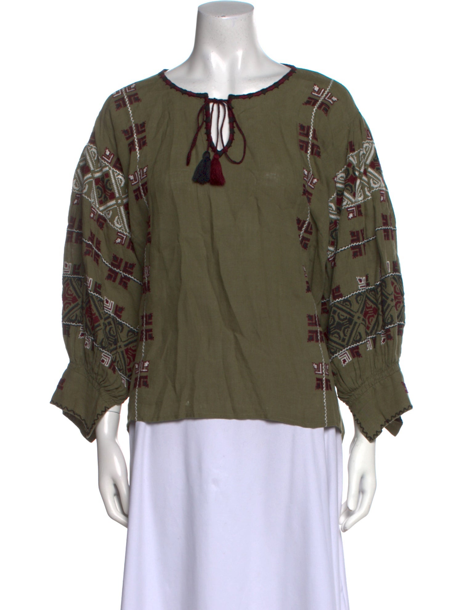Nili Lotan Linen Printed Blouse