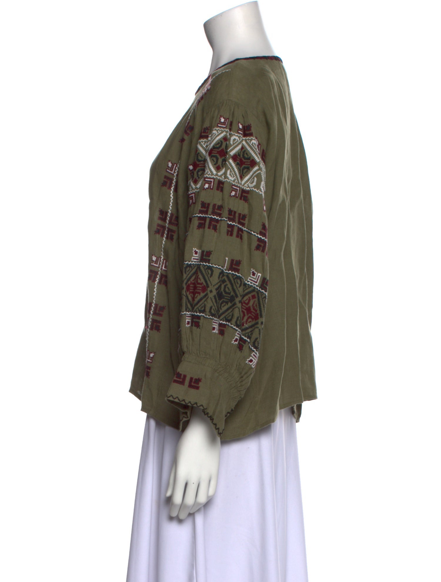 Nili Lotan Linen Printed Blouse