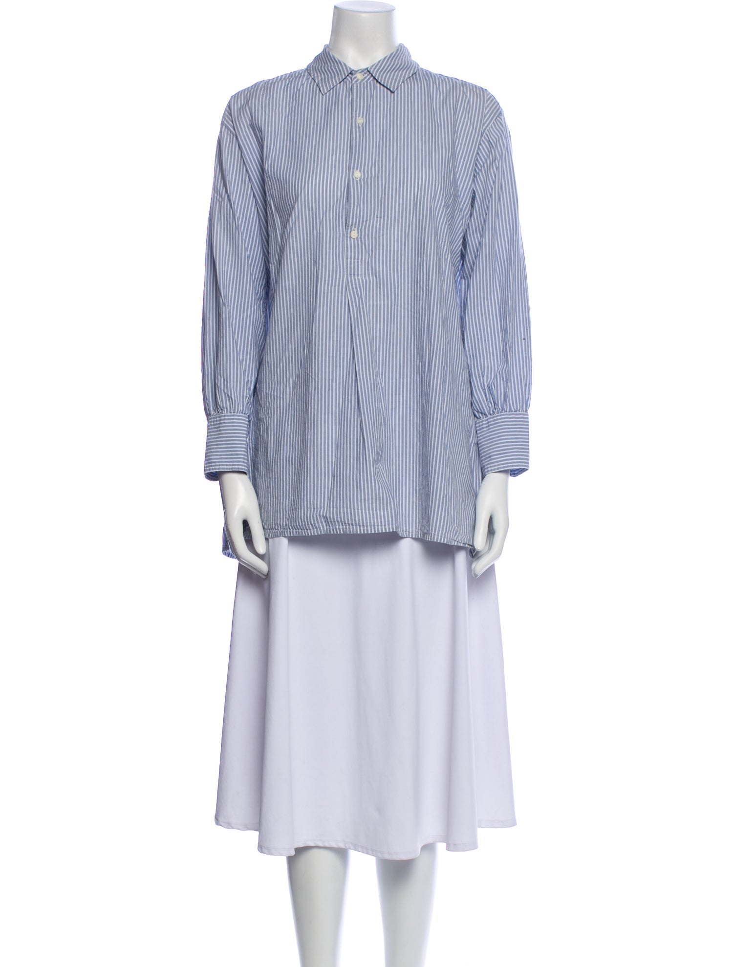 Nili Lotan Striped Mock Neck Button-Up Top