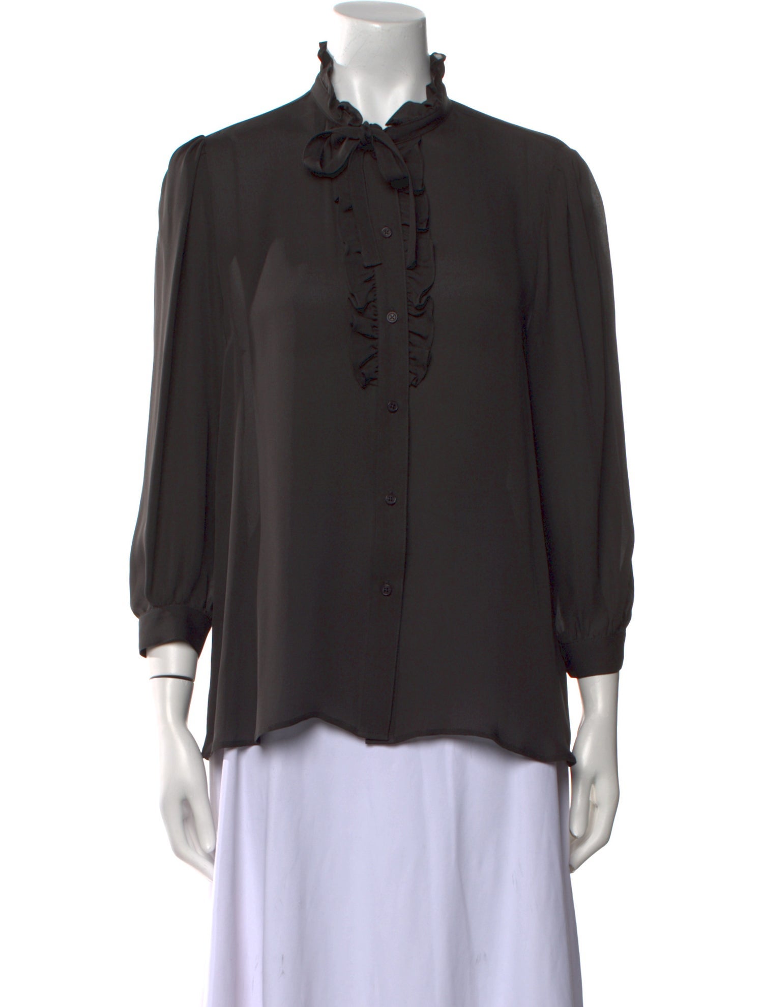 Nili Lotan Silk Three-Quarter Sleeve Blouse