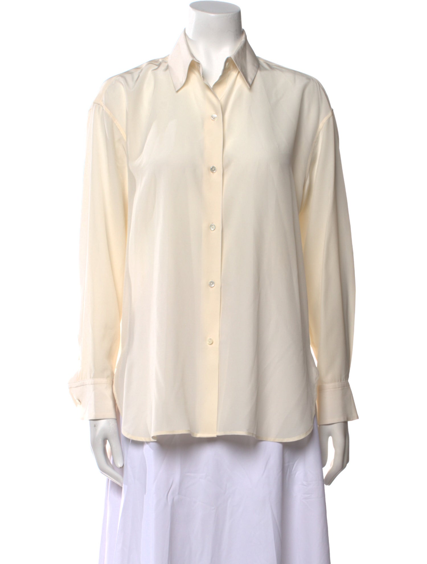 Nili Lotan Silk Long Sleeve Button-Up Top