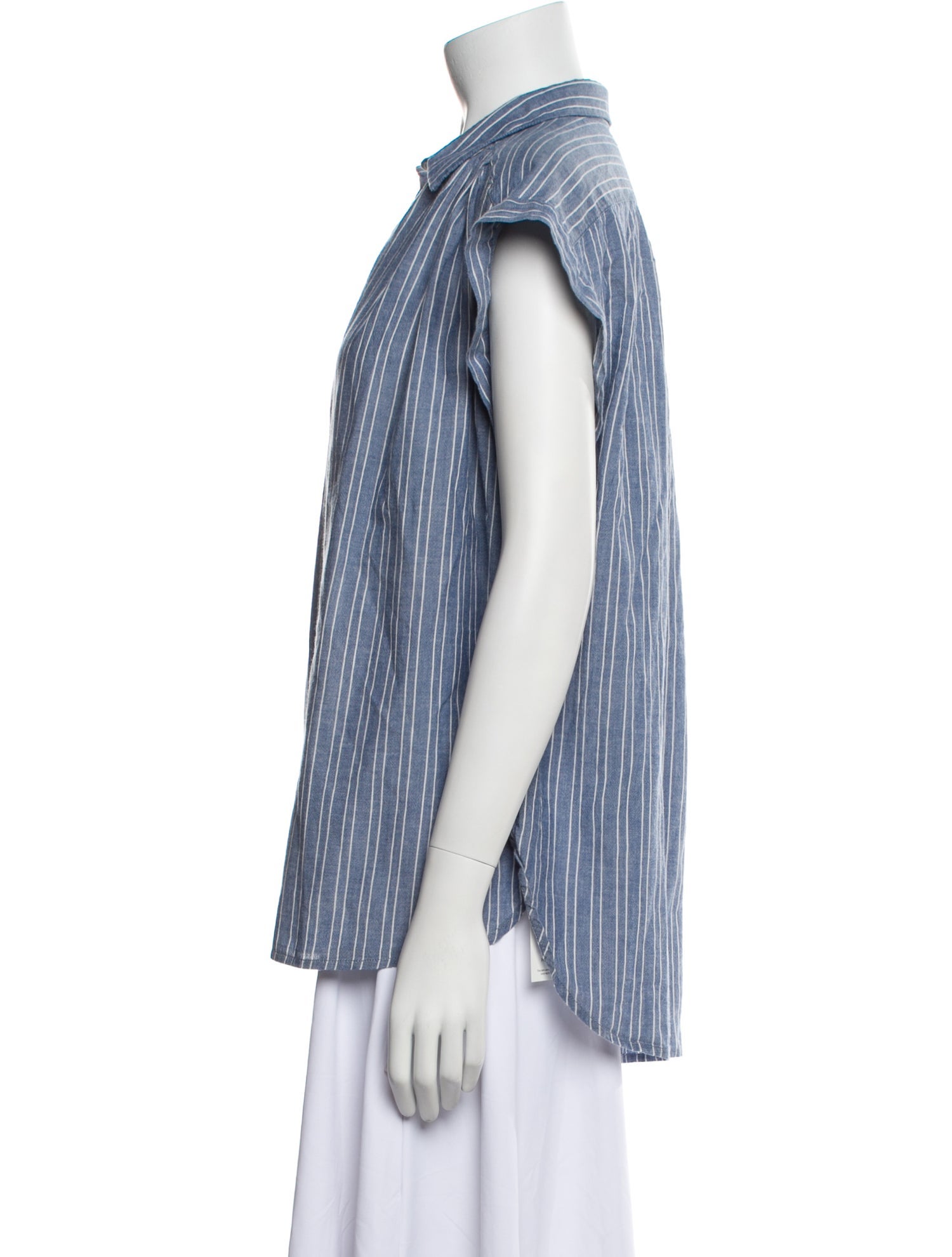 Nili Lotan Striped Short Sleeve Button-Up Top