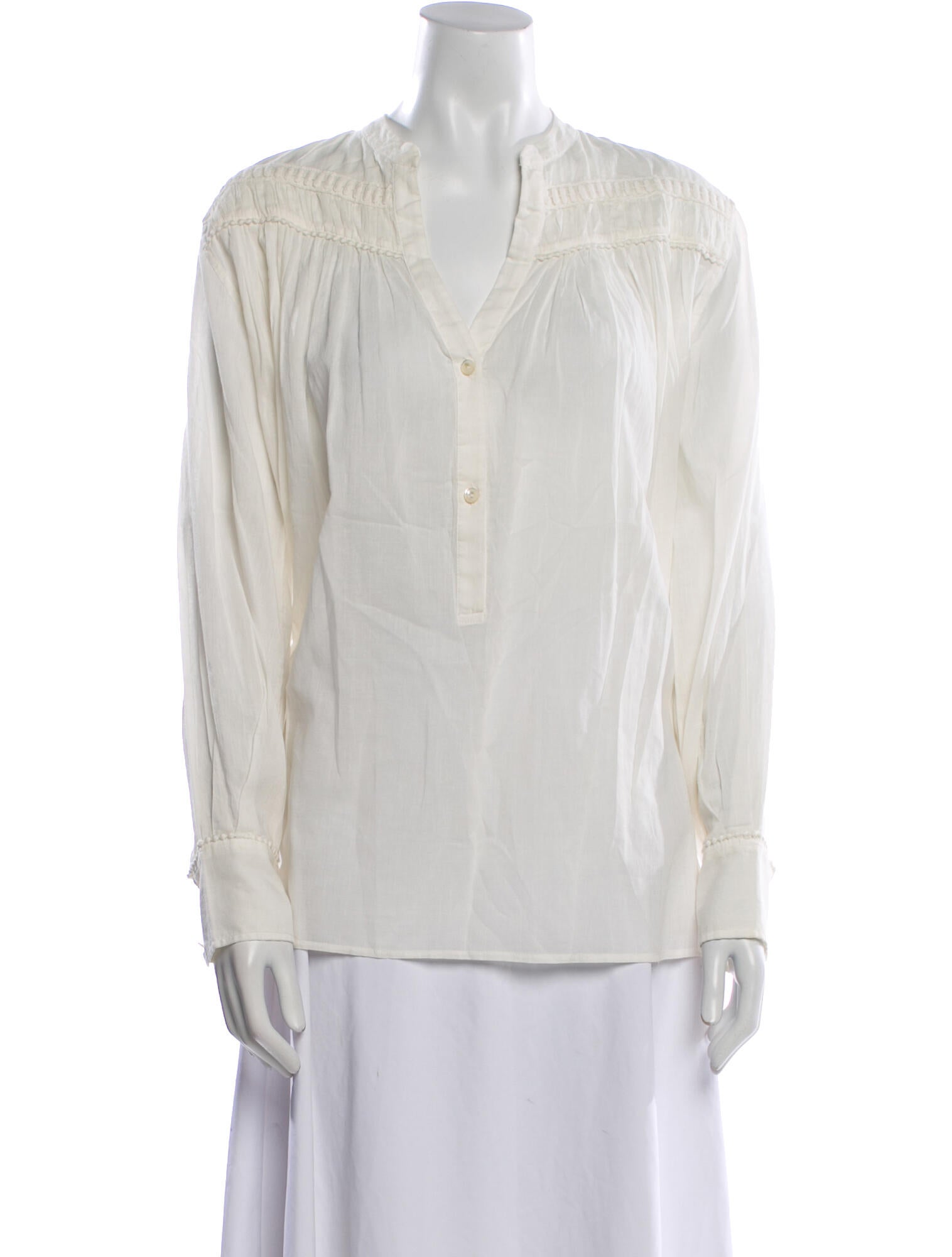 Nili Lotan V-Neck Long Sleeve Blouse