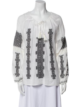 Nili Lotan Printed Scoop Neck Blouse