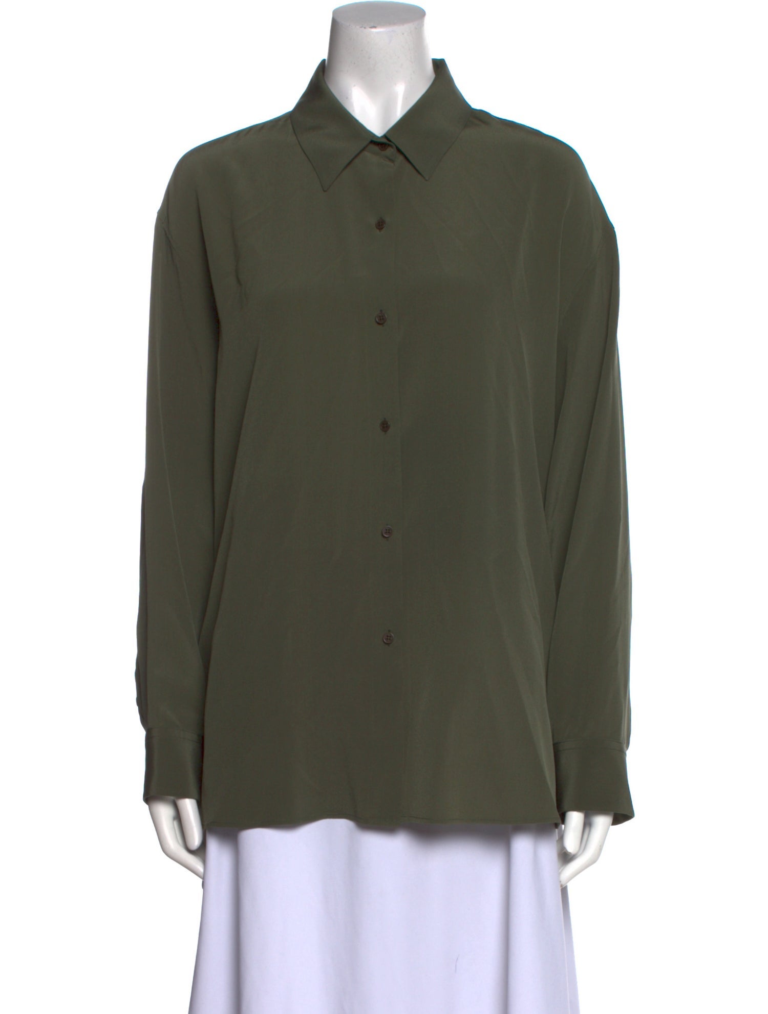 Nili Lotan Silk Long Sleeve Button-Up Top