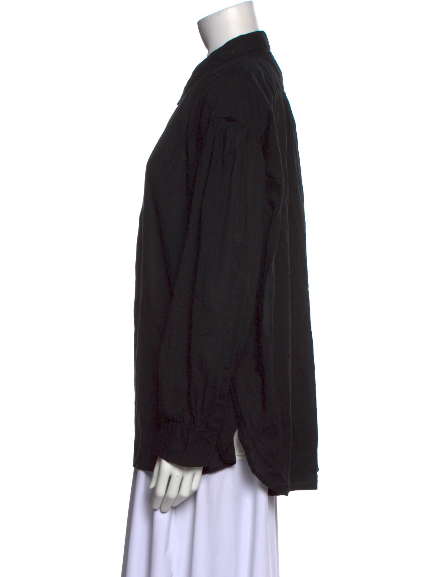 Nili Lotan Mock Neck Long Sleeve Button-Up Top