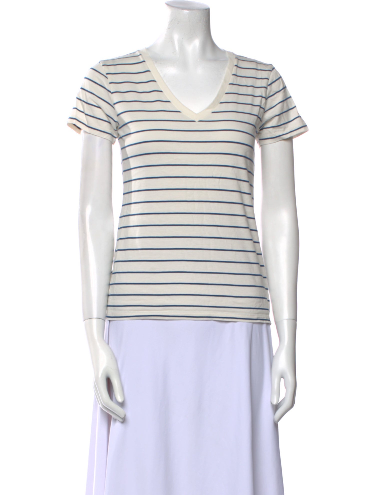 Nili Lotan Striped V-Neck T-Shirt