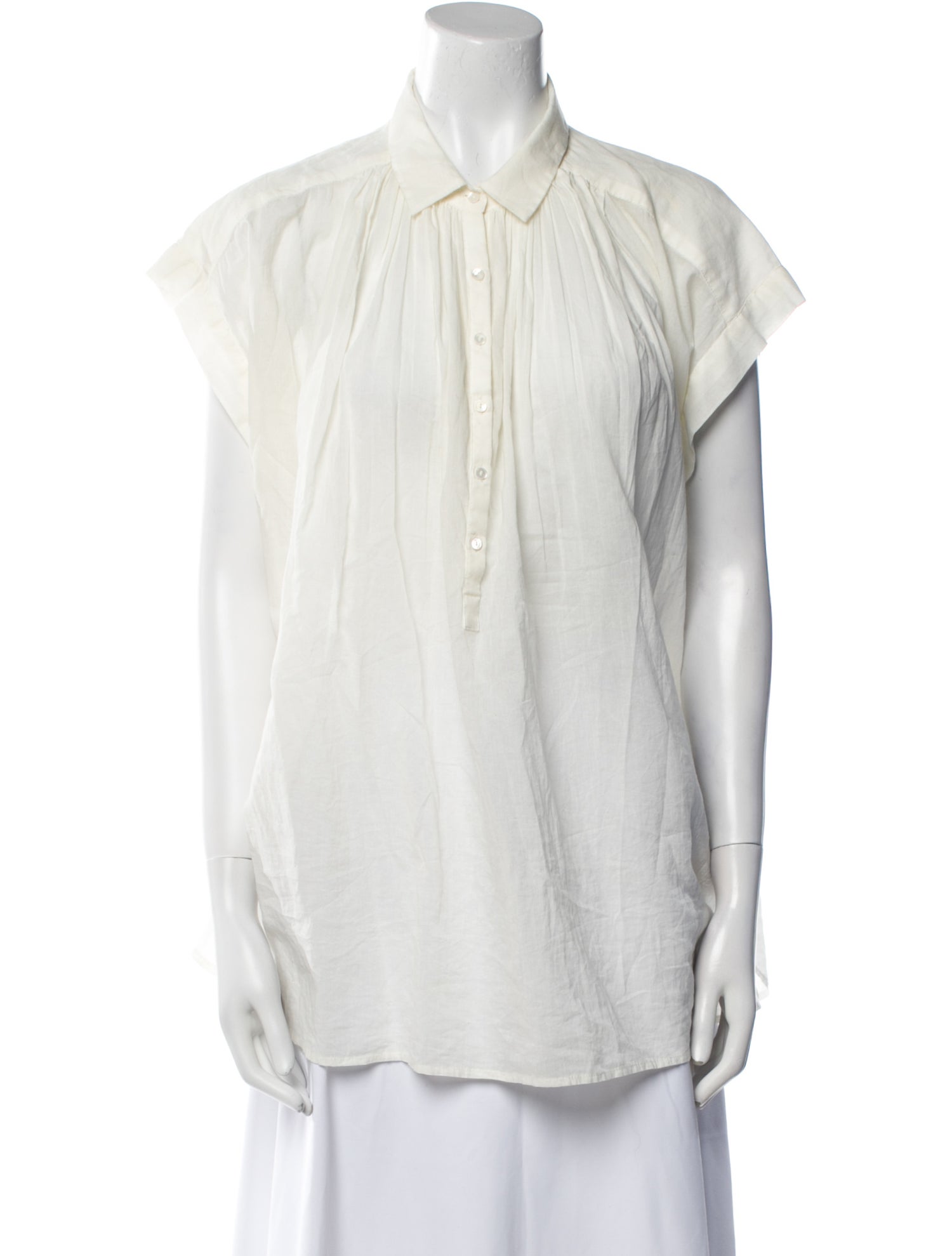 Nili Lotan Short Sleeve Button-Up Top