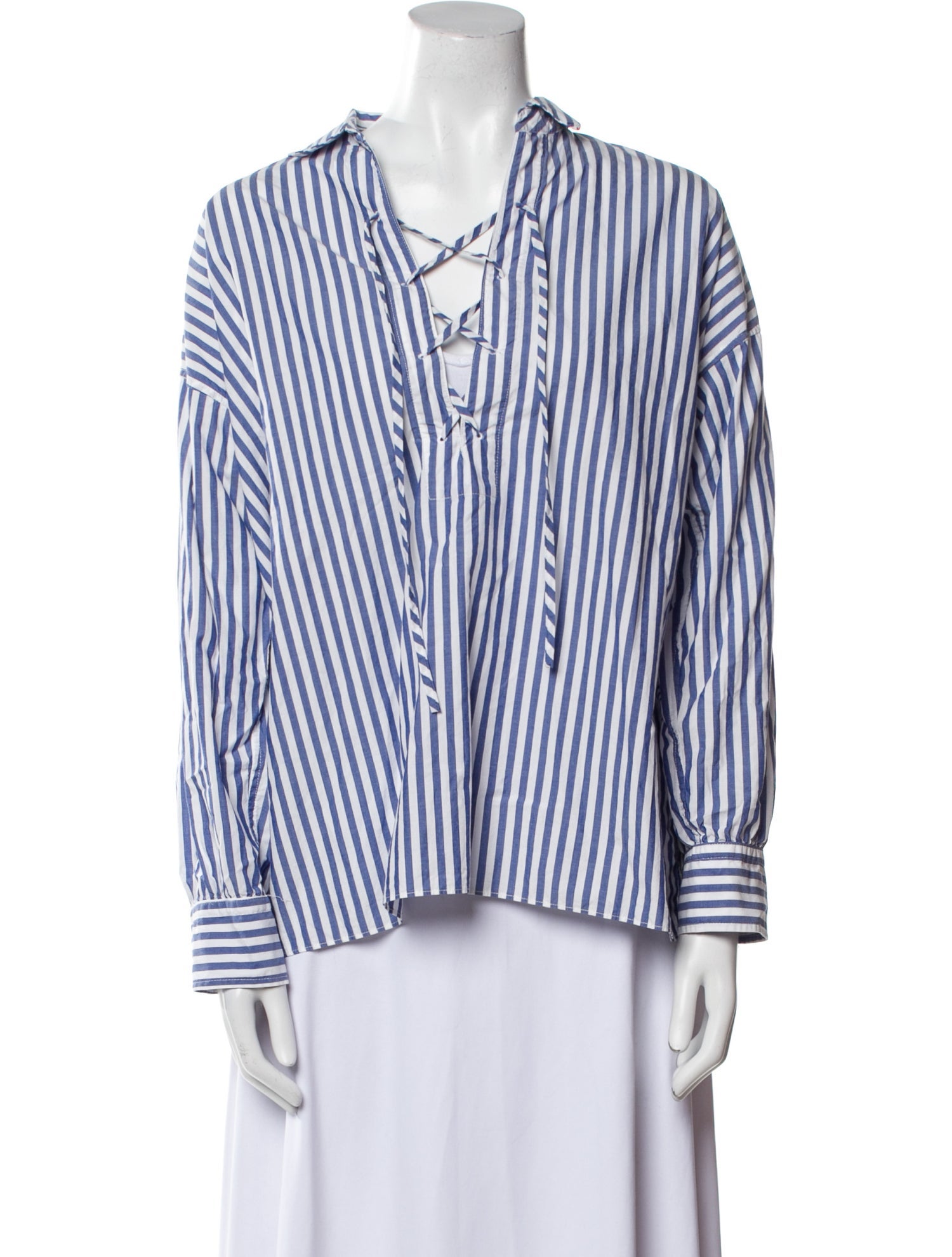 Nili Lotan Striped V-Neck Blouse
