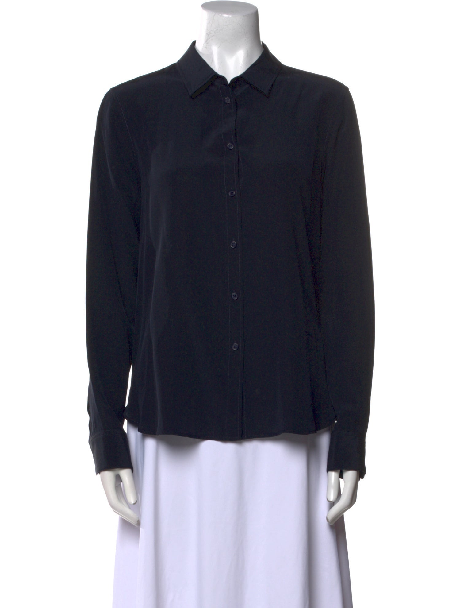 Nili Lotan Silk Long Sleeve Button-Up Top