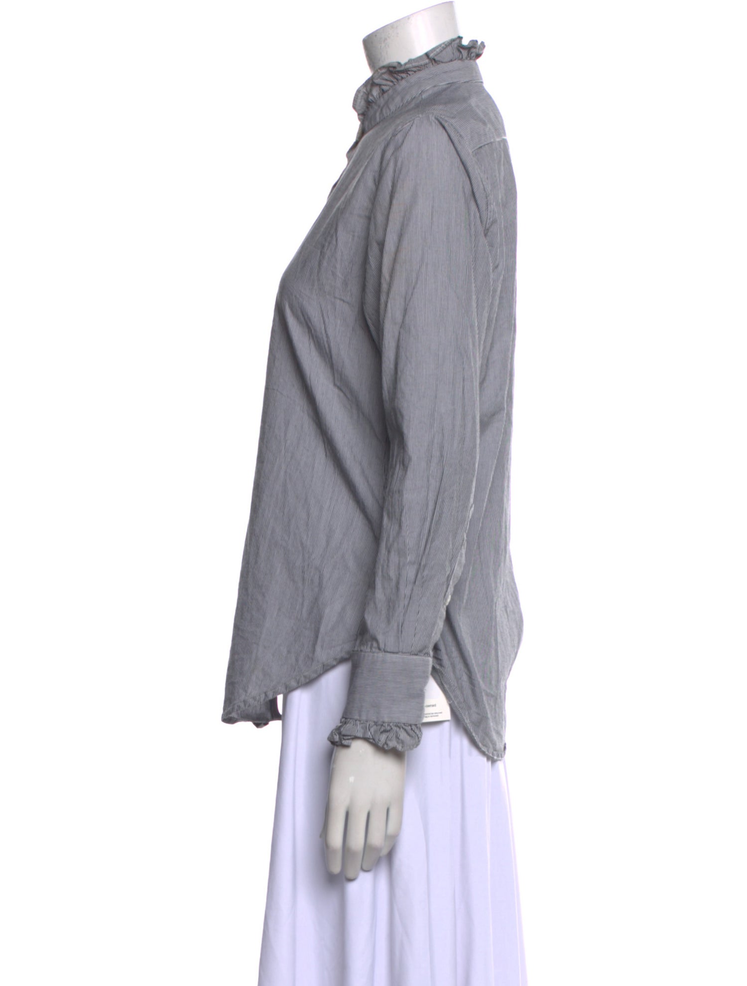 Nili Lotan Mock Neck Long Sleeve Button-Up Top