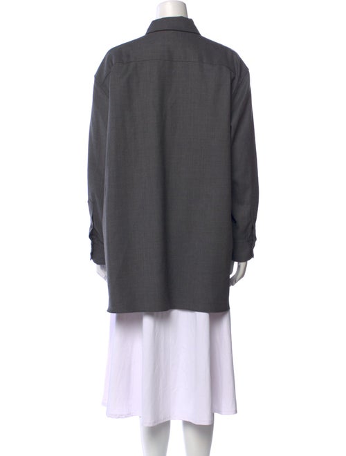 Nili Lotan Virgin Wool Long Sleeve Button-Up Top