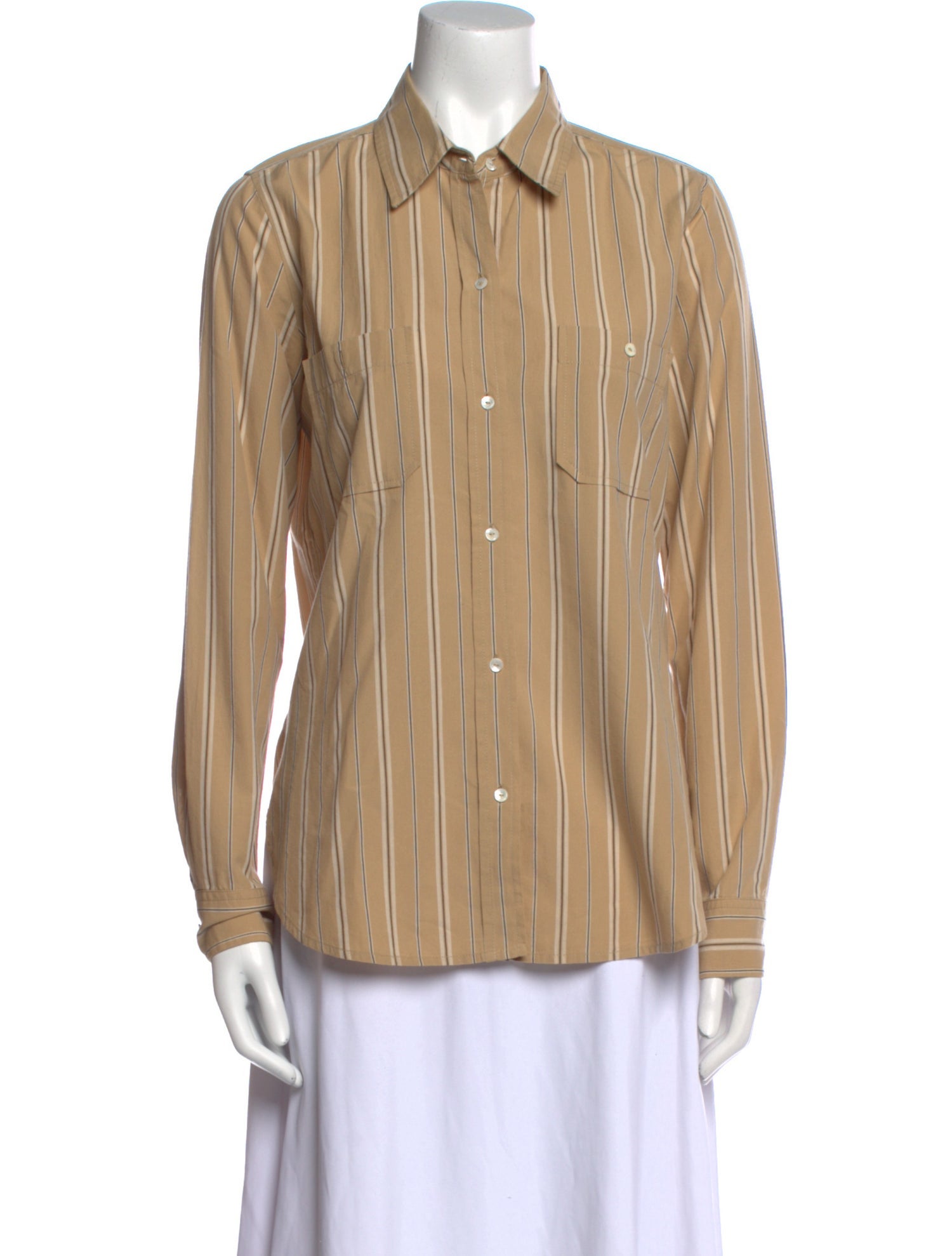 Nili Lotan Striped Long Sleeve Button-Up Top