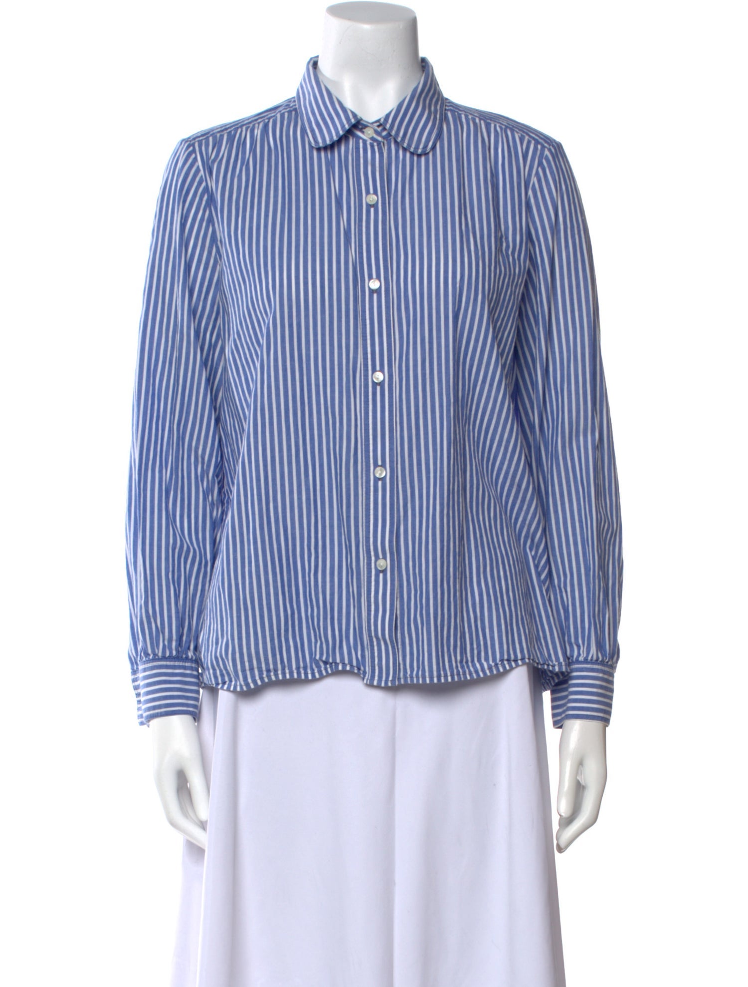 Nili Lotan Striped Long Sleeve Button-Up Top