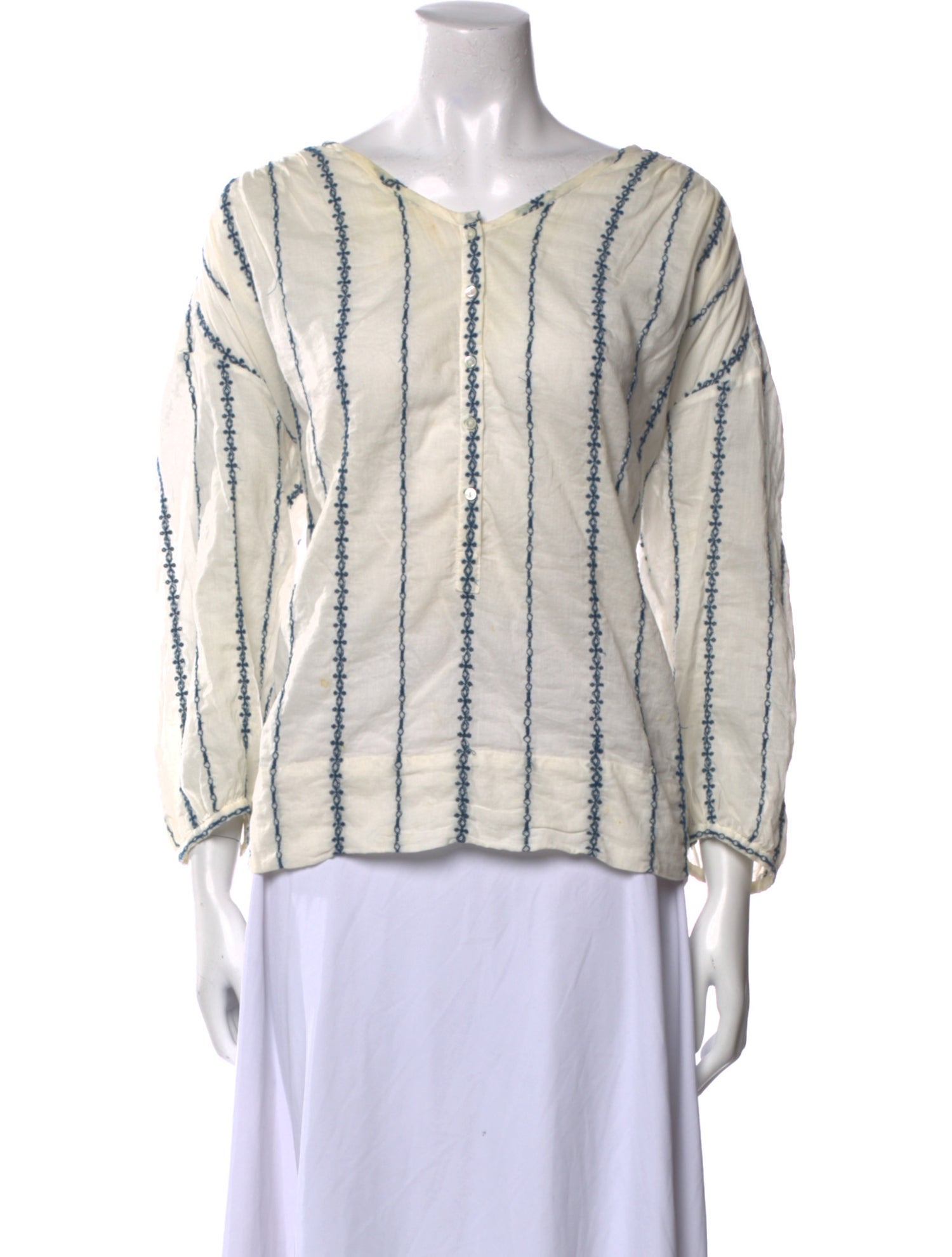 Nili Lotan Striped V-Neck Blouse