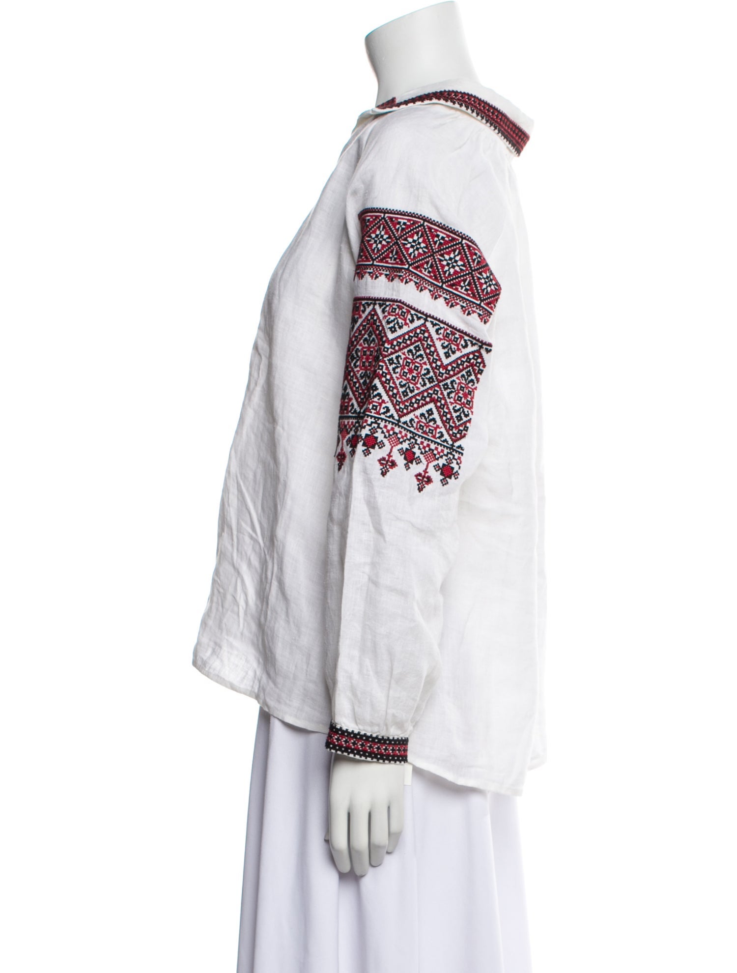 Nili Lotan Linen Printed Button-Up Top