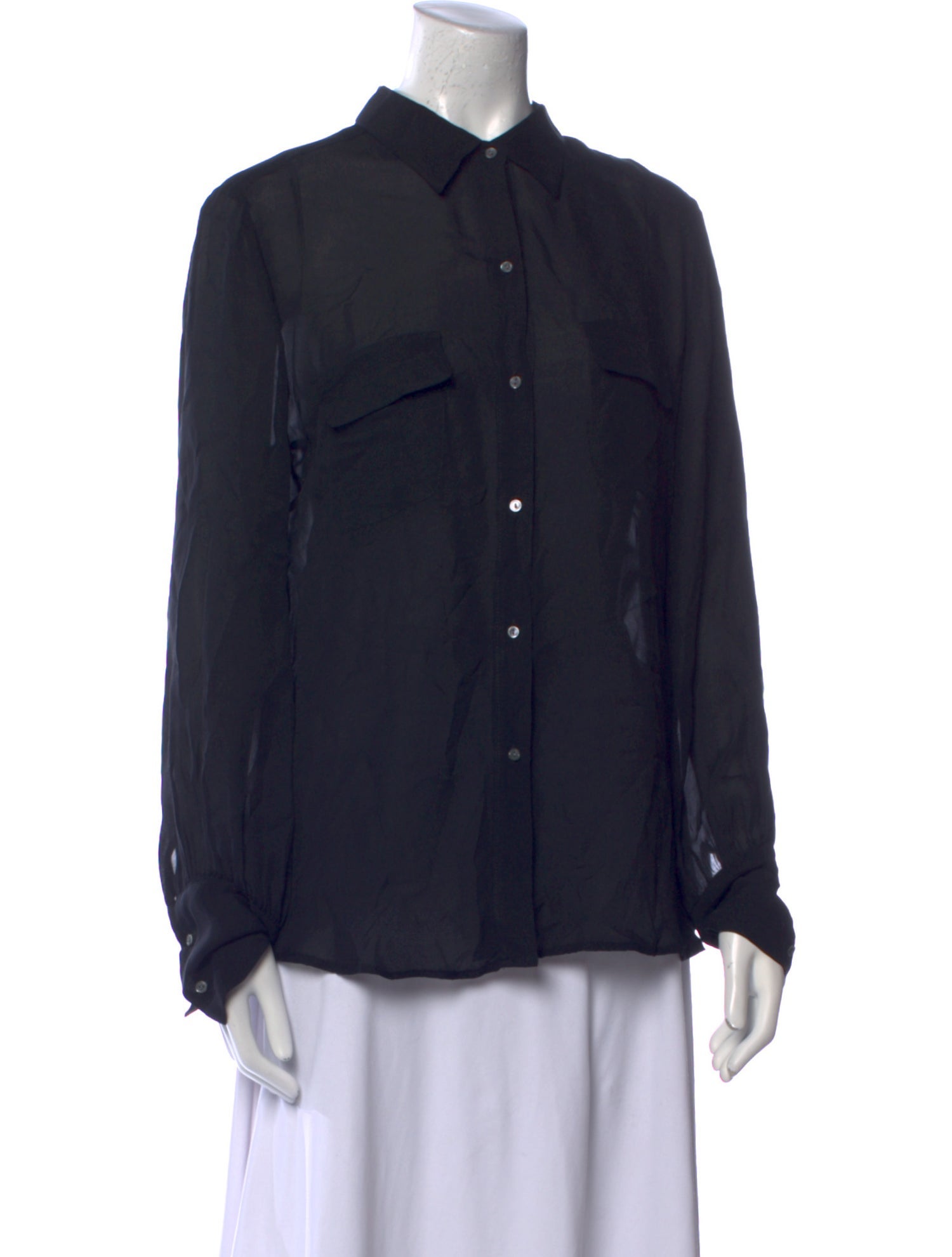 Nili Lotan Silk Long Sleeve Button-Up Top