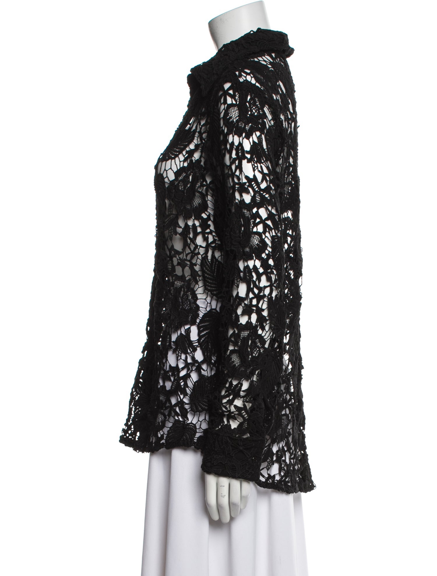 Nili Lotan Lace Pattern Long Sleeve Button-Up Top