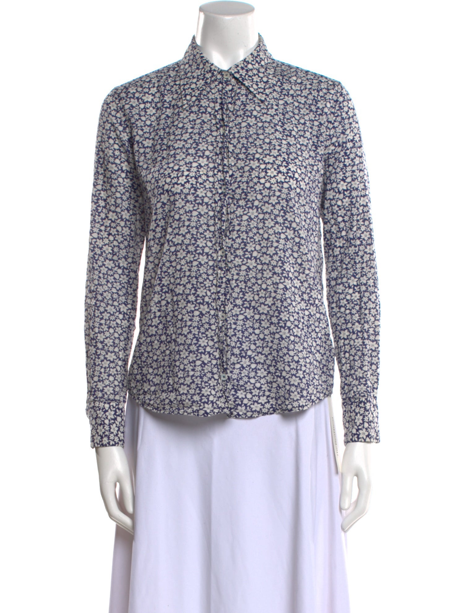 Nili Lotan Floral Print Long Sleeve Button-Up Top